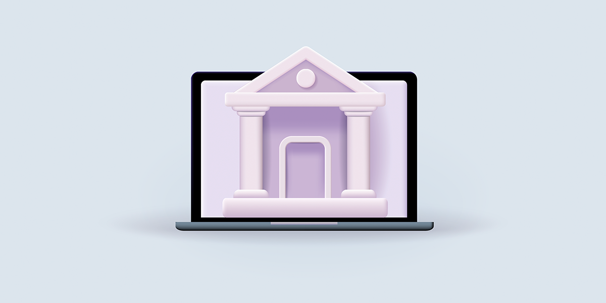 Bank rising from laptop