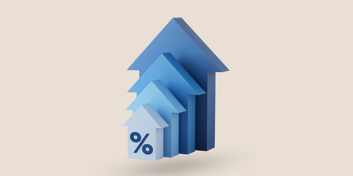 Multiple arrows pointing up with a percent symbol